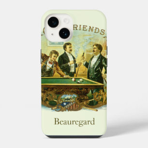 Vintage Cigar Label Art, Club Friends Billiards iPhone 14 Case