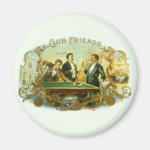 Vintage Cigar Label Art, Club Friends Billiards Magnet