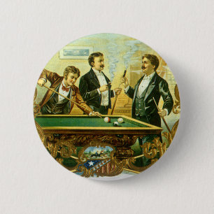 Vintage Cigar Label Art, Club Friends Billiards Pinback Button