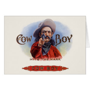 Vintage Cigar Label Art, Cowboy Hits the Mark