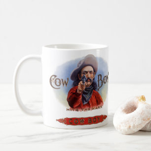 Vintage Cigar Label Art, Cowboy Hits the Mark Coffee Mug