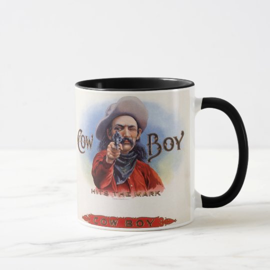 Vintage Cigar Label Art, Cowboy Hits the Mark Mug