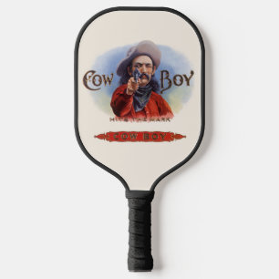 Vintage Cigar Label Art, Cowboy Hits the Mark Pickleball Paddle