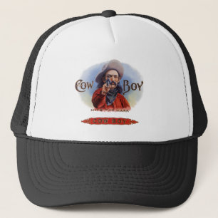 Vintage Cigar Label Art, Cowboy Hits the Mark Trucker Hat