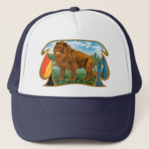 Vintage Cigar Label Art Lion King of the Jungle Trucker Hat