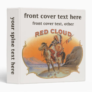 Vintage Cigar Label Art, Red Cloud Indian on Horse 3 Ring Binder