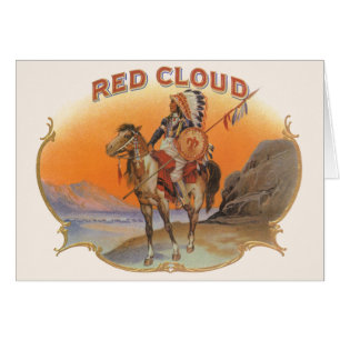 Vintage Cigar Label Art, Red Cloud Indian on Horse Cards