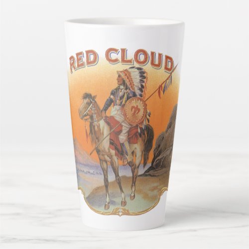 Vintage Cigar Label Art Red Cloud Indian on Horse Latte Mug