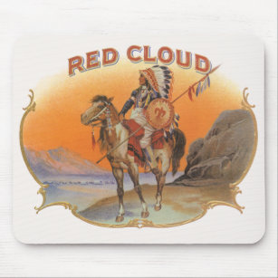 original outer cigar box label Red Cloud Native American Indian on horse