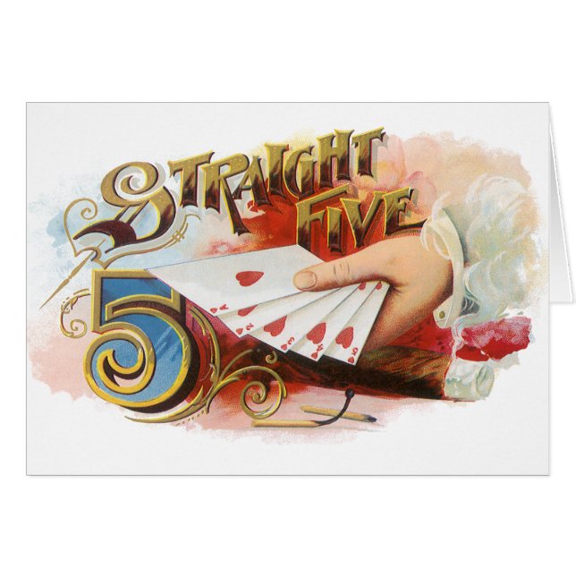 Vintage Cigar Label Art Straight Flush with Hearts (Front Horizontal)