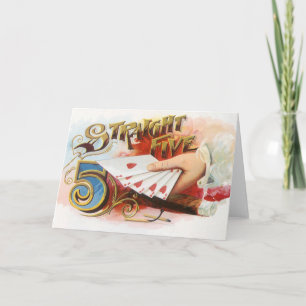 Vintage Cigar Label Art Straight Flush with Hearts Card
