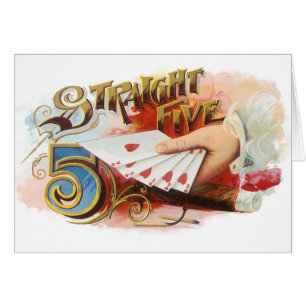 Vintage Cigar Label Art Straight Flush with Hearts Cards