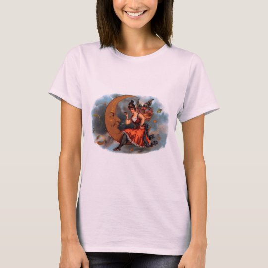 Vintage Cigar Label Art, Victorian Fairy on Moon T-Shirt