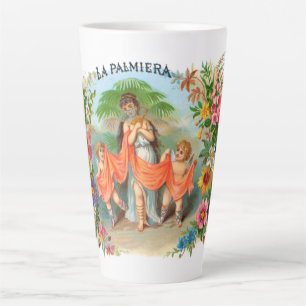 Vintage Cigar Label La Palmiera, Woman with Angels Latte Mug