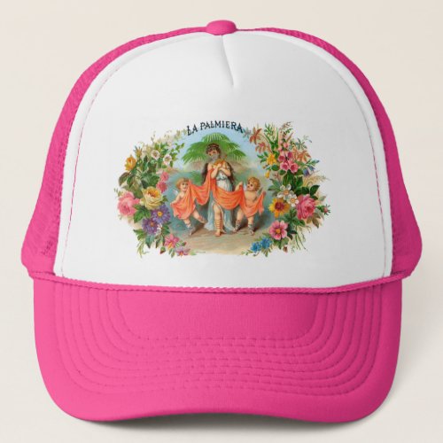 Vintage Cigar Label La Palmiera Woman with Angels Trucker Hat