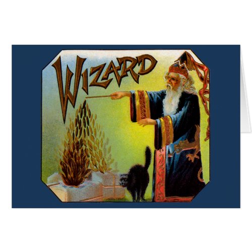 Vintage Cigar Label Magic Wizard with Black Cat