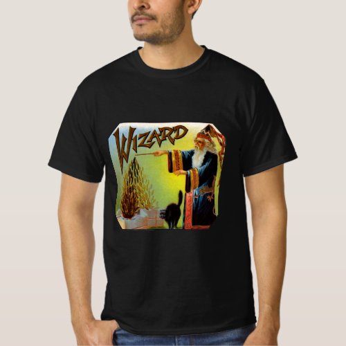 Vintage Cigar Label Magic Wizard with Black Cat T_Shirt