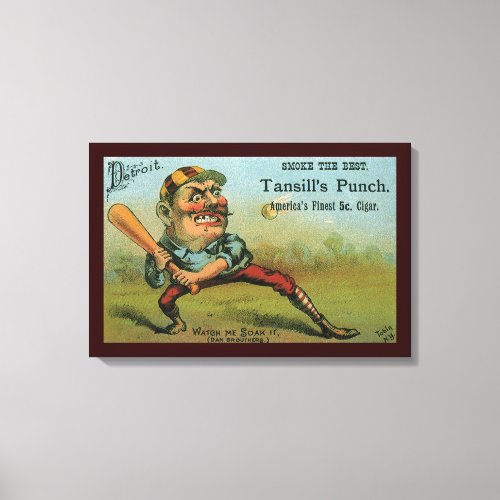 Vintage Cigar Label Sports Baseball Tansill Punch Canvas Print