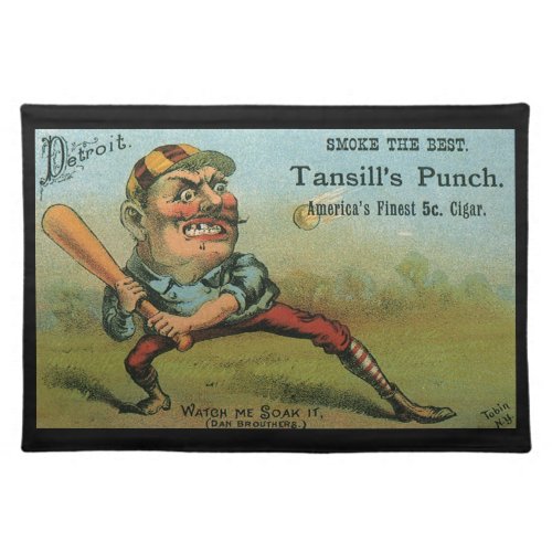Vintage Cigar Label Sports Baseball Tansill Punch Cloth Placemat