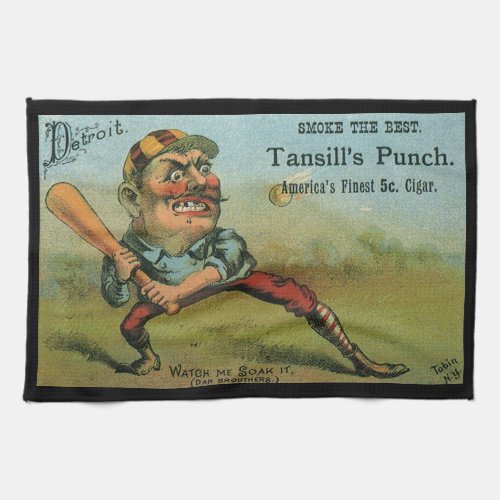 Vintage Cigar Label Sports Baseball Tansill Punch Kitchen Towel