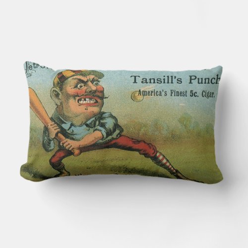 Vintage Cigar Label Sports Baseball Tansill Punch Lumbar Pillow