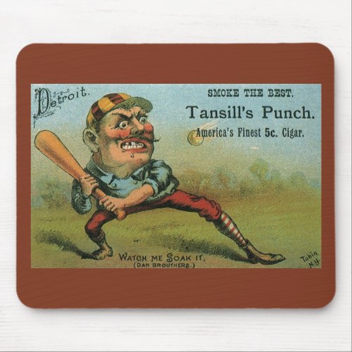 Vintage Cigar Label Sports Baseball Tansill Punch Mouse Pad