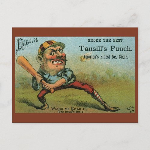 Vintage Cigar Label Sports Baseball Tansill Punch Postcard
