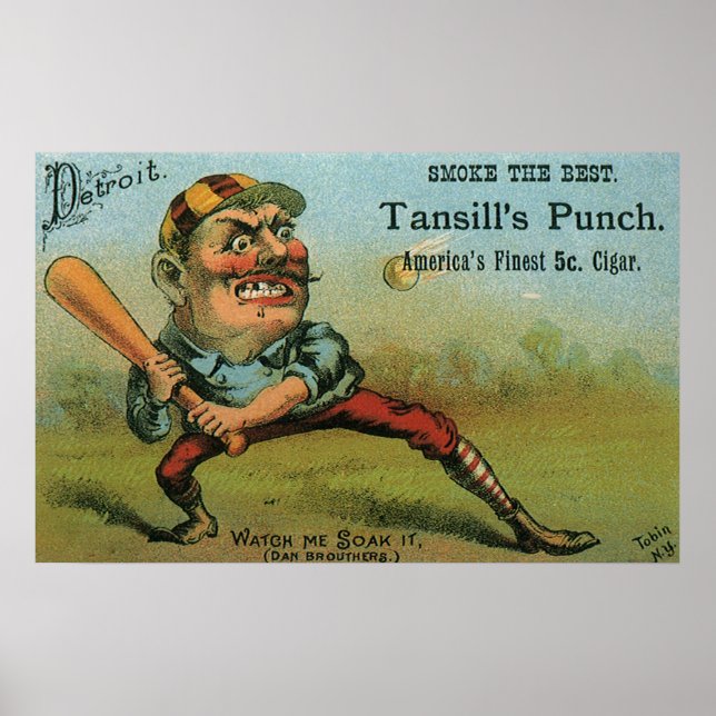 Vintage Cigar Label, Sports Baseball Tansill Punch Poster (Front)