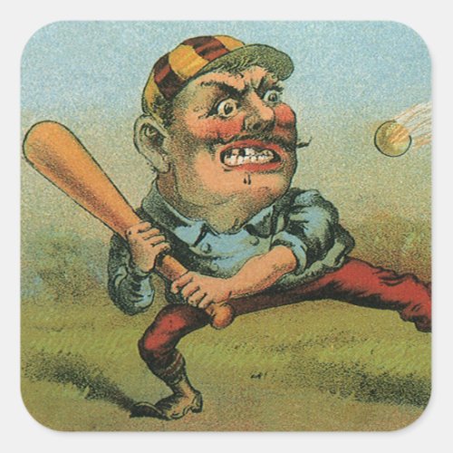 Vintage Cigar Label Sports Baseball Tansill Punch Square Sticker
