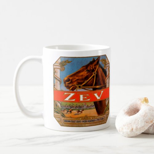 Vintage Cigar Label Zev Race Horses Brown Colt Coffee Mug
