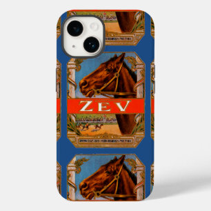 Vintage Cigar Label, Zev Race Horses Brown Colt iPhone 14 Case
