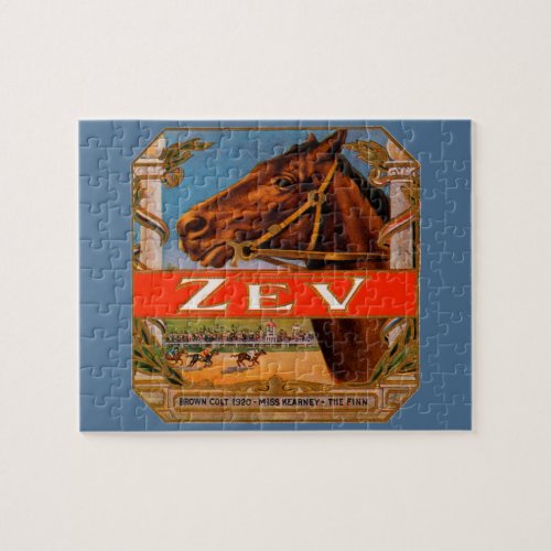 Vintage Cigar Label Zev Race Horses Brown Colt Jigsaw Puzzle