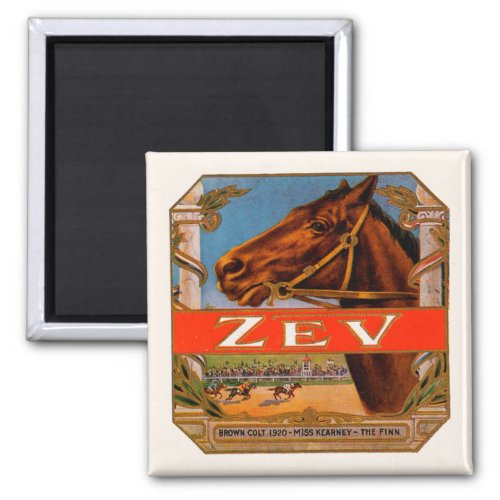 Vintage Cigar Label Zev Race Horses Brown Colt Magnet