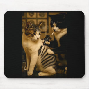 Vintage Cigarette Cat Smoking Tattoo Inked Artist  Mouse Pad