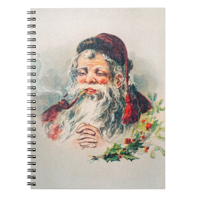 Vintage Cigarette Santa Claus Illustration Notebook (Front)