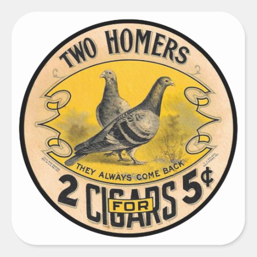 Vintage Cigars Two Homers for 5 Cents Label