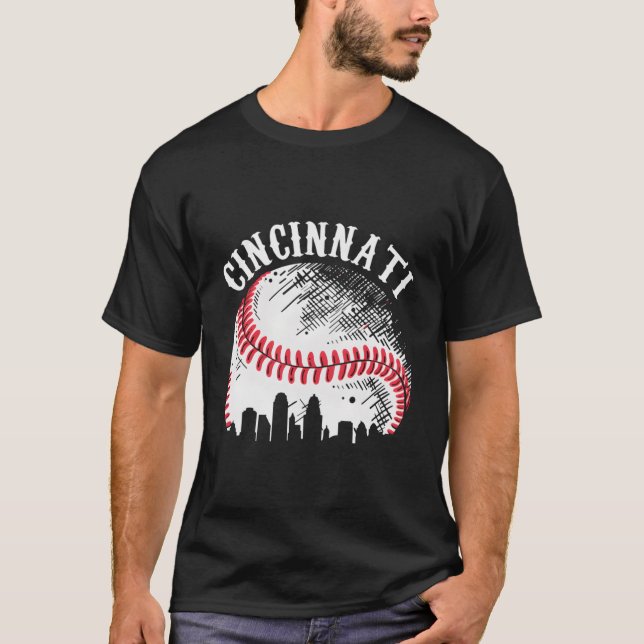 Vintage Cincinnati City Baseball At T-Shirt (Front)