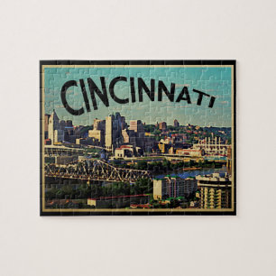 Vintage Cincinnati Skyline Jigsaw Puzzle