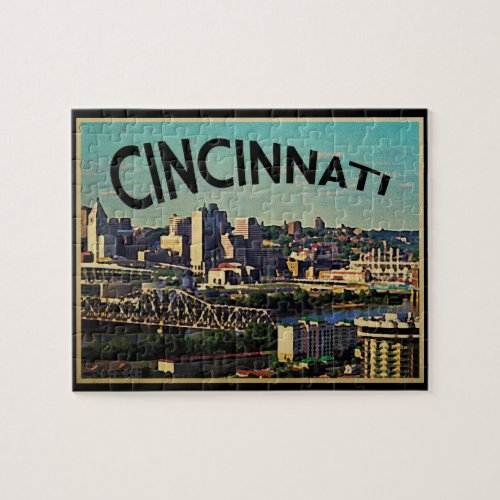 Vintage Cincinnati Skyline Jigsaw Puzzle