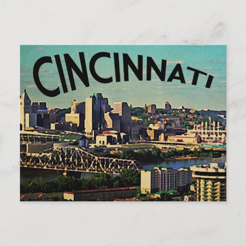 Vintage Cincinnati Skyline Postcard