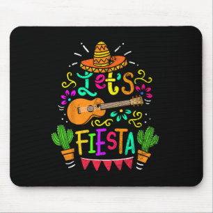 Vintage Cinco De Mayo Cactus Sombrero Guitar  Mouse Pad
