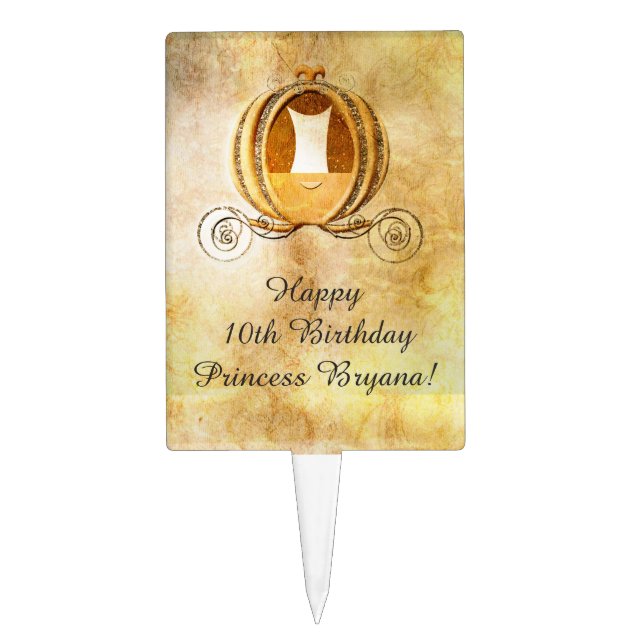 Vintage Cinderella Carriage Cake Pick Topper (Front)