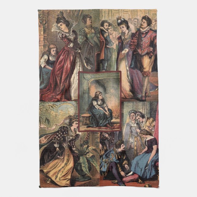 Vintage Cinderella Christmas Montage Towel (Vertical)
