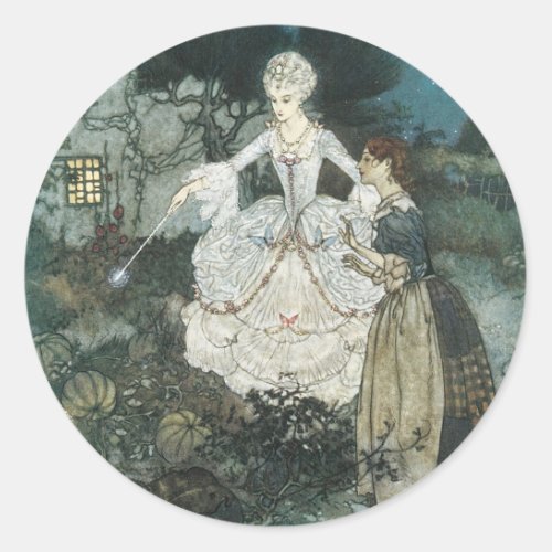 Vintage Cinderella Fairy Godmother by Edmund Dulac Classic Round Sticker