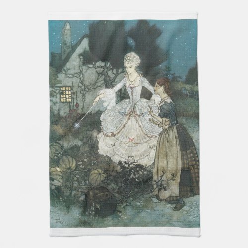 Vintage Cinderella Fairy Godmother by Edmund Dulac Kitchen Towel