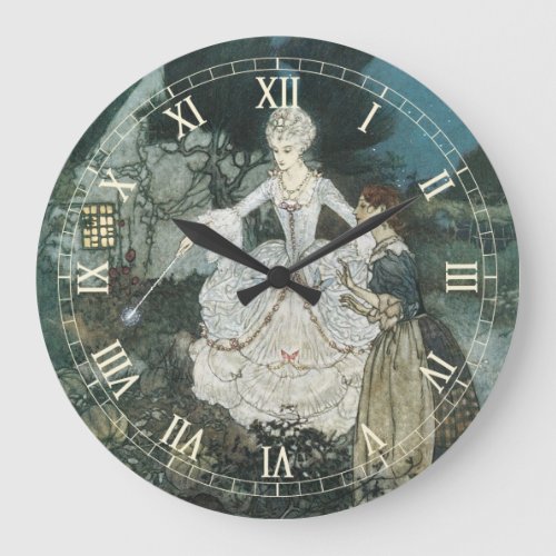 Vintage Cinderella Fairy Godmother by Edmund Dulac Large Clock