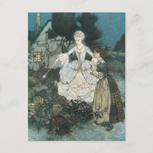 Vintage Cinderella Fairy Godmother by Edmund Dulac Postcard