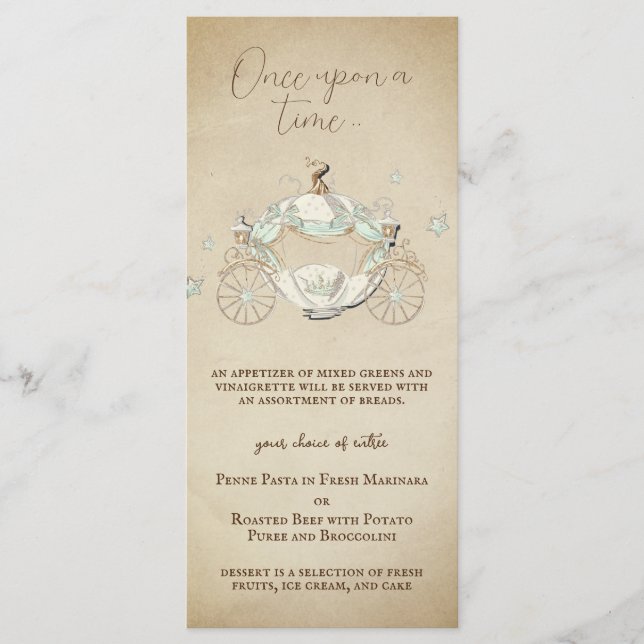 Vintage Cinderella Fairytale Carriage Menu (Front)