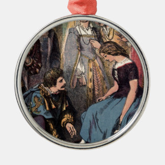 Vintage Cinderella Fitting the Glass Slipper Metal Ornament