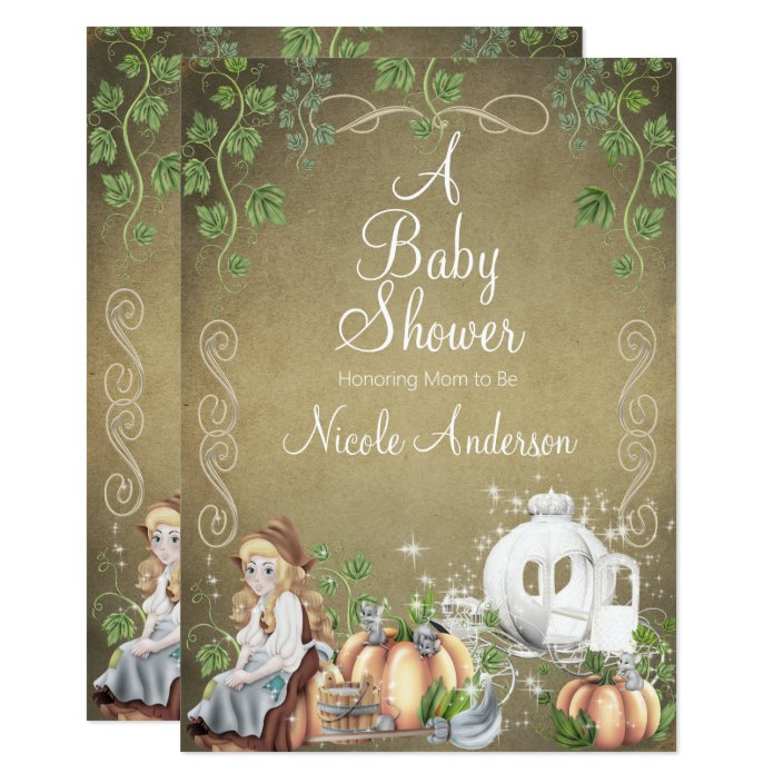 Vintage Cinderella Storybook Fairytale Baby Shower Invitation